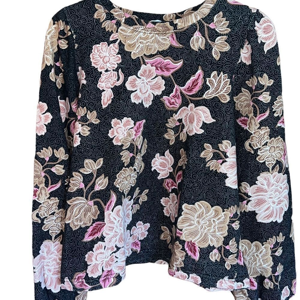 Maison d’Amelie Paris floral print long sleeved knit top women's size large